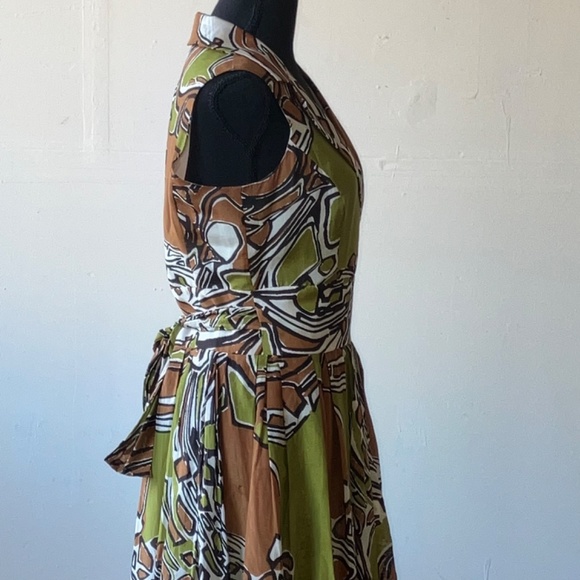 Stylish Brown and Green Midi Dress - Picture 6 of 13